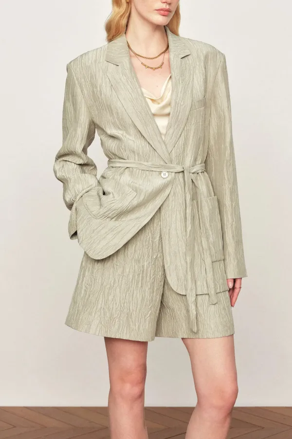 Pleated Texture Utility Blazer