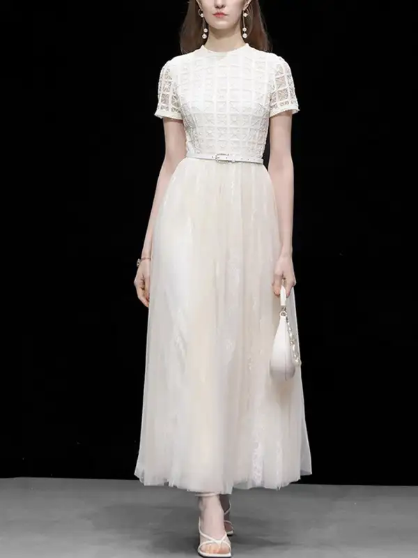 Embroidered Lace Maxi Dress