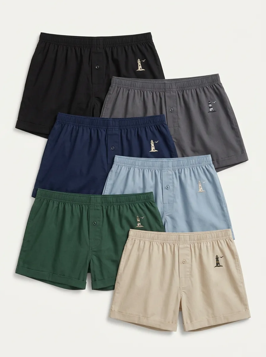 Men's Lighthouse Embroidered Boxer Short Set