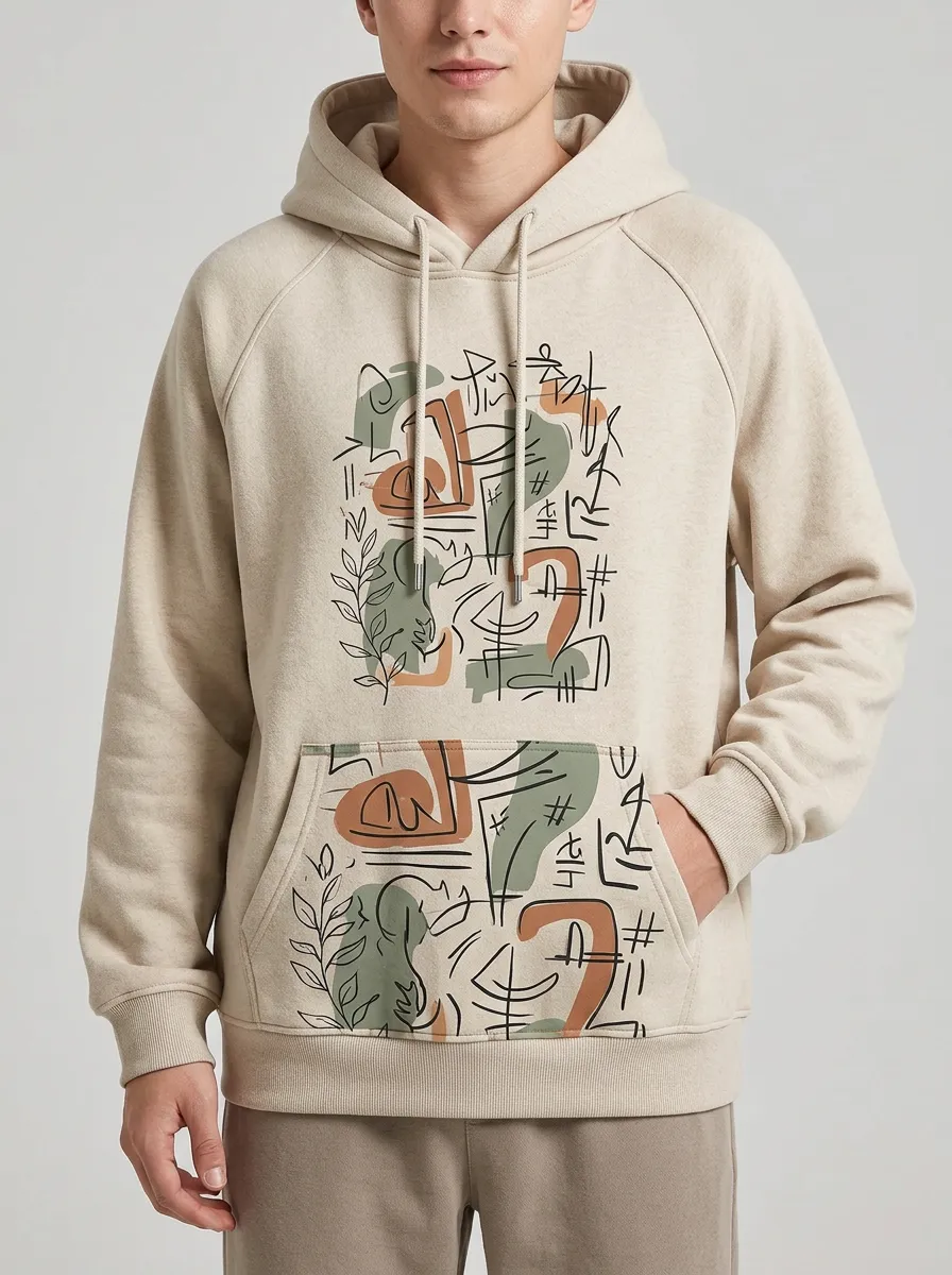 Unisex Abstract Botanical Line Art Hoodie