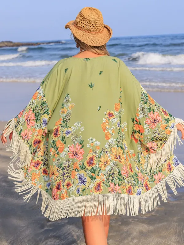 Fringe Open Front Cover-up
