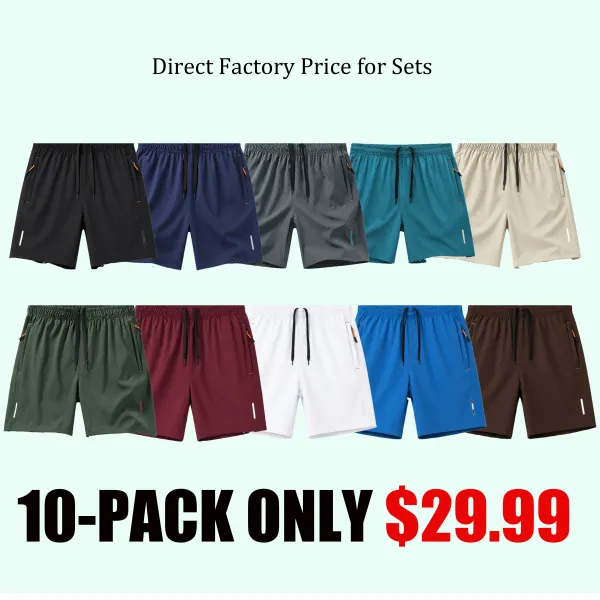 Men's 5-Pack Quick-Dry Slim-Fit Solid-Color Athletic Shorts
