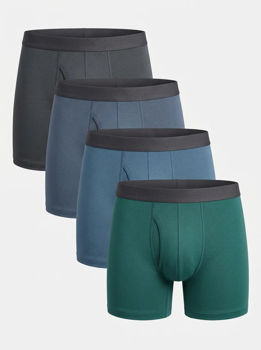 Men's Boxer Briefs Four-Pack with Mesh Panel Mesh Breathable-Look Performance-Inspired