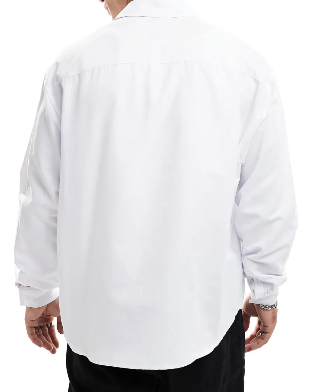 Oversized Oxford Shirt With Pocket In White