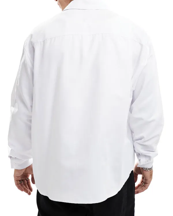 Oversized Oxford Shirt With Pocket In White