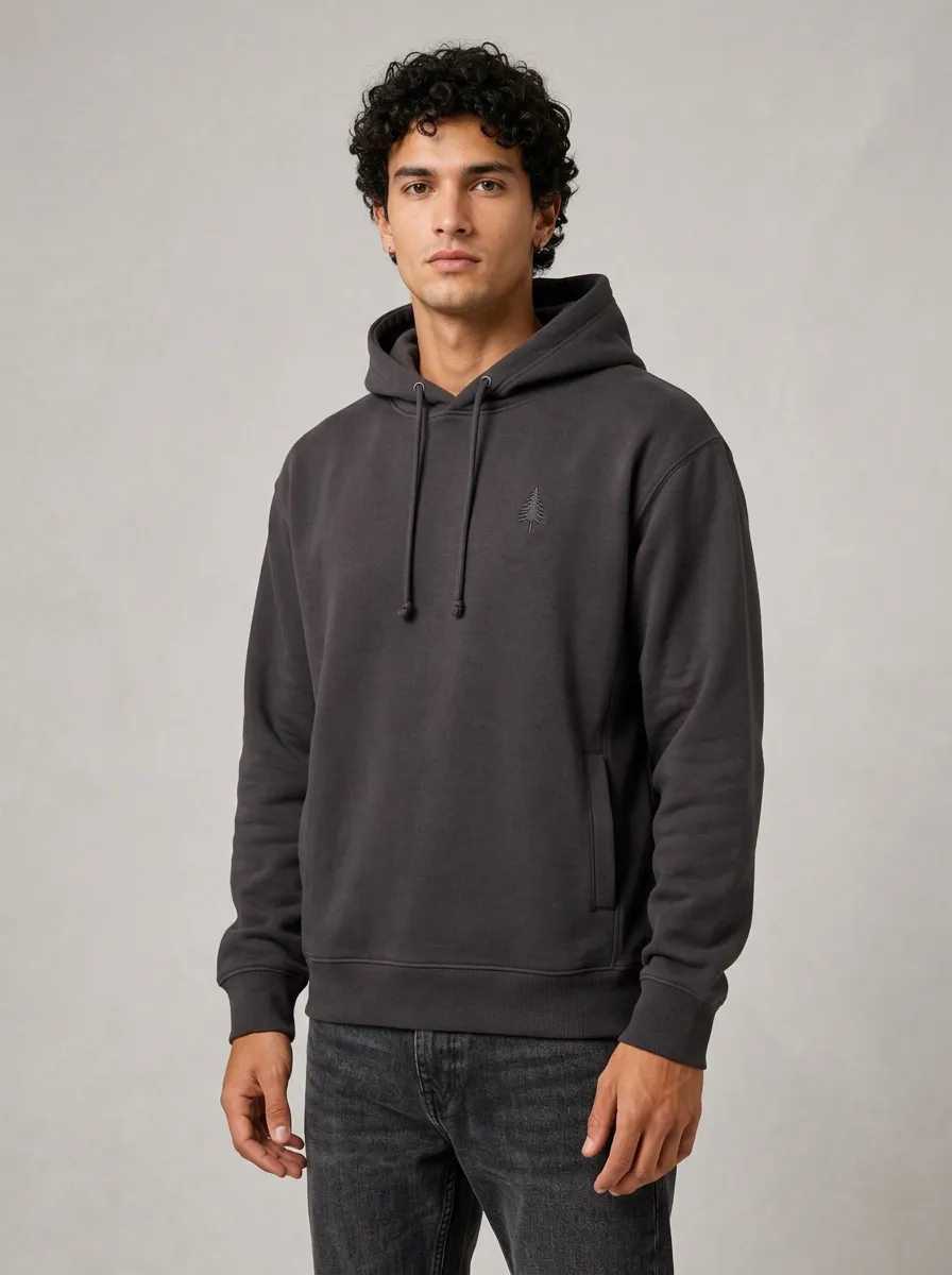 Men's Pine Tree Embroidered Graphic Pullover Hoodie
