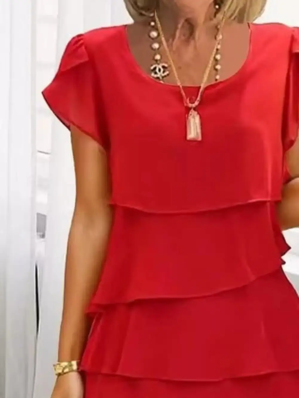 Layered Detail Ruffle Dress