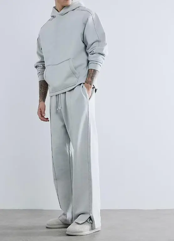 Men's Grey Large Pocket Loose Hood