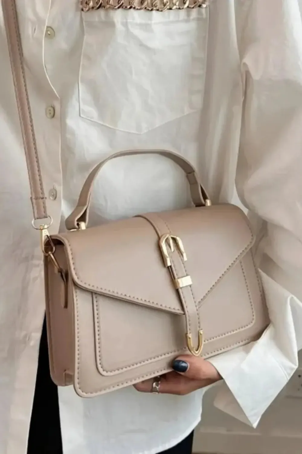 Structured Crossbody Shoulder Bag Top Handle