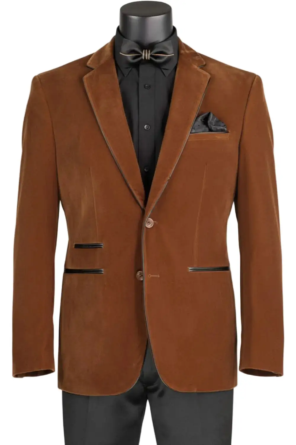 Slim Fit Velvet Leather Solid Single Breasted Two Button Coat