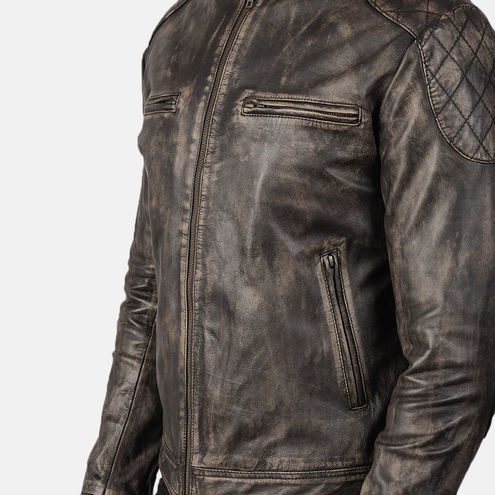 Men's Classic Leather Distressed Jacket