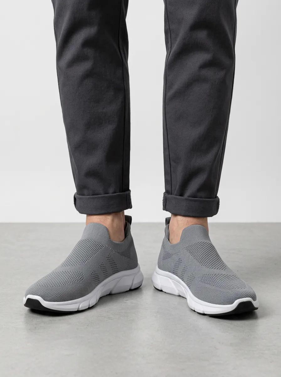 Unisex Knit Patterned Slip-On Print Sneakers
