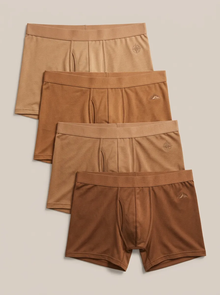 Men's Brown Tonal-Waistband Contoured-Pouch 4-Pack Boxer Briefs
