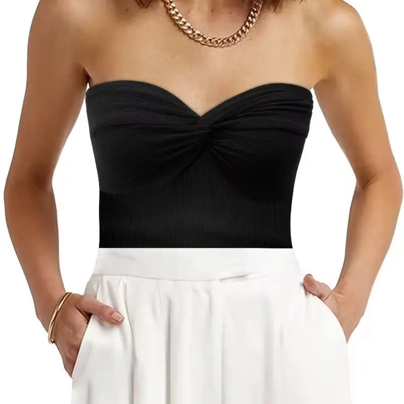 Easy-Wear Knit Ribbed Twist Crop Top