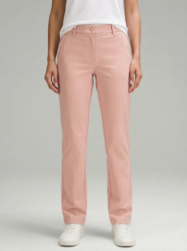Women's Refined Flexible Minimalist Design Mid Rise Straight Leg Pants