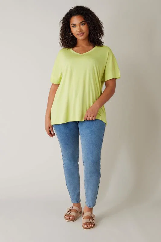 Chartreuse Green V-Neck Modal Rich T-Shirt detail 1