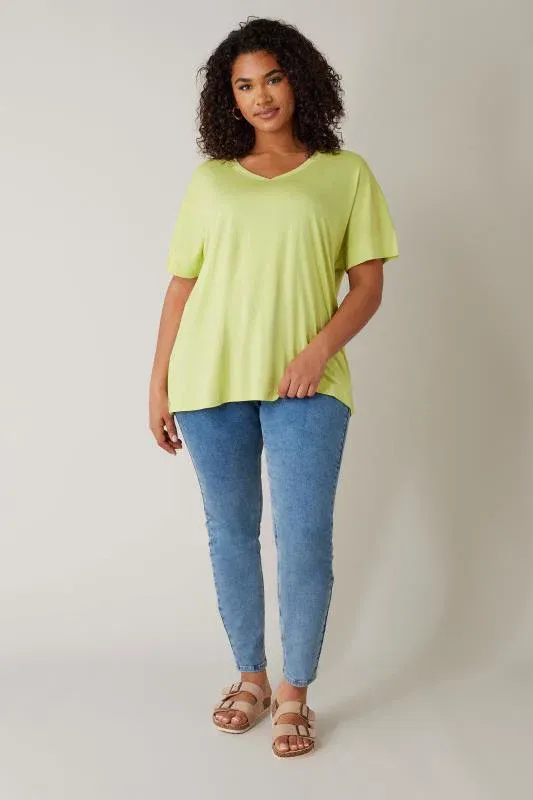 Chartreuse Green V-Neck Modal Rich T-Shirt