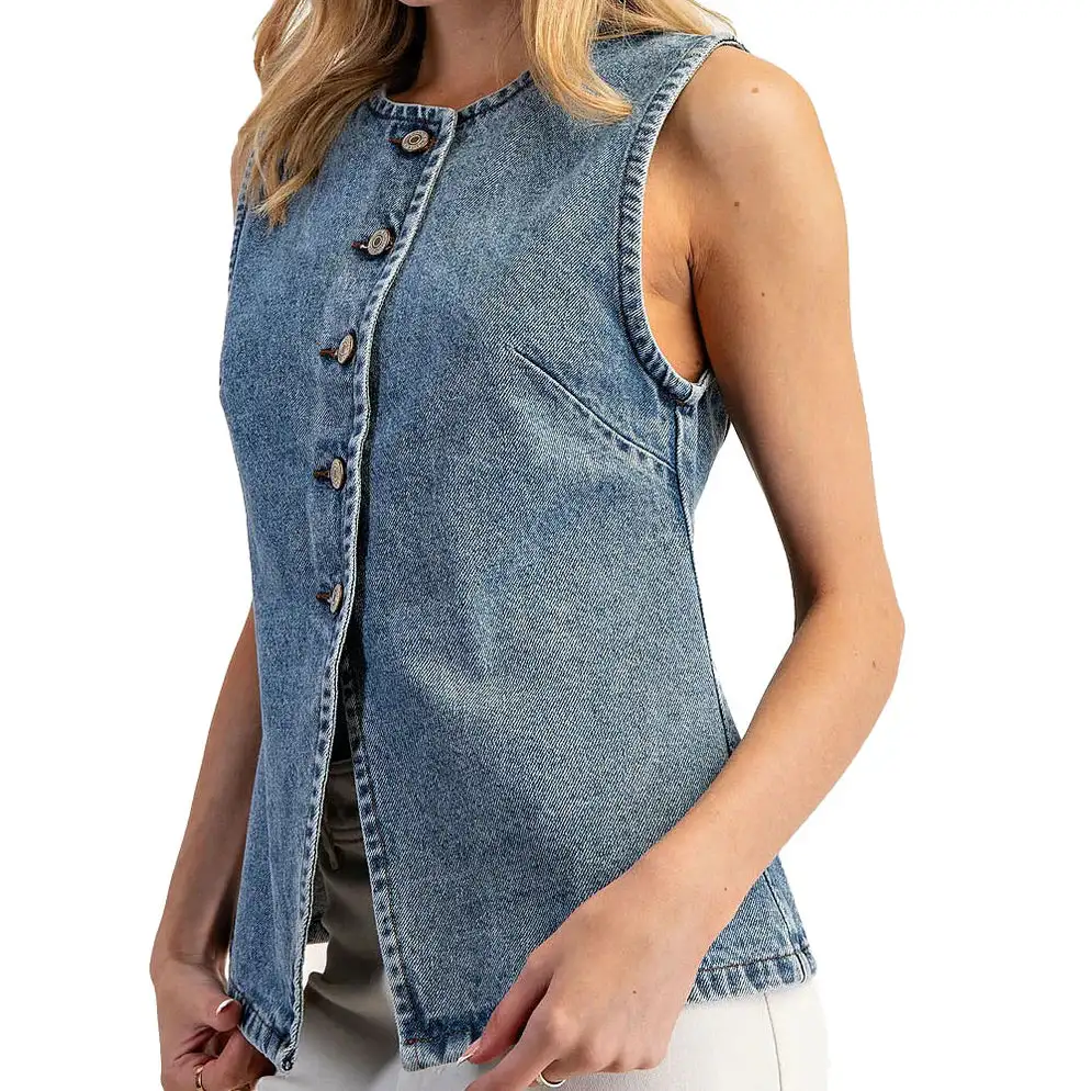 Sleeveless Denim Vest Top
