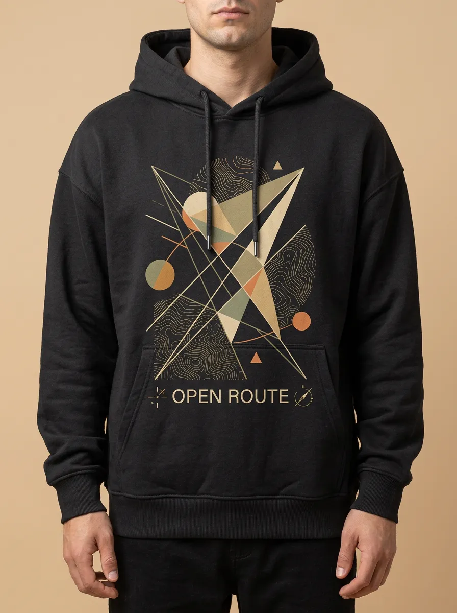 Men's Topographic Line Graphic Drawstring Hoodie