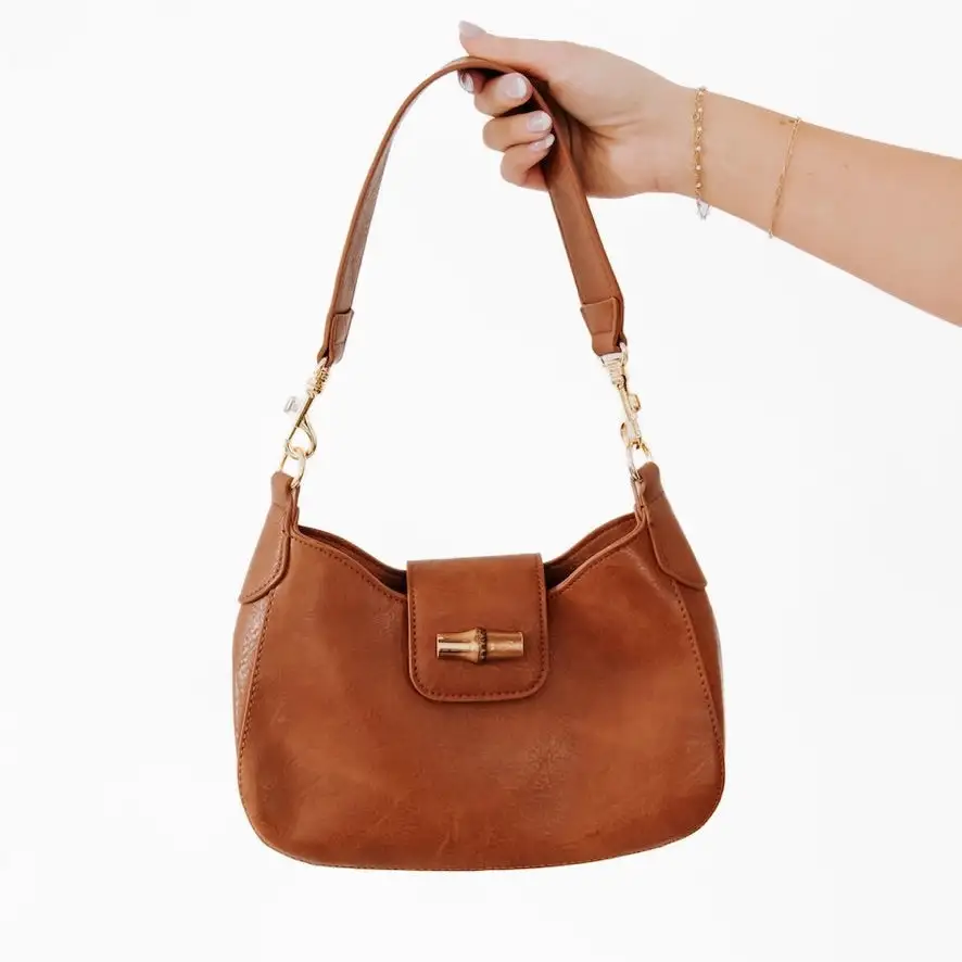 Modern Faux Leather Zip Pocket Shoulder Bag