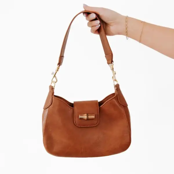 Modern Faux Leather Zip Pocket Shoulder Bag