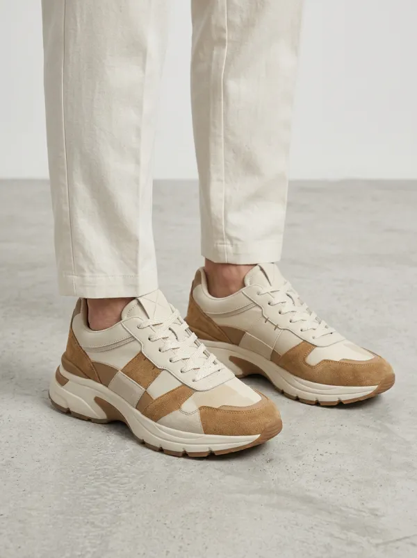 Men's Casual Suede Patchwork Printed Sneakers