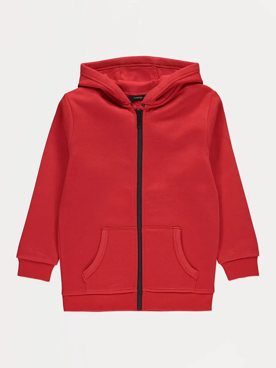 Red Zip Through Hoodie