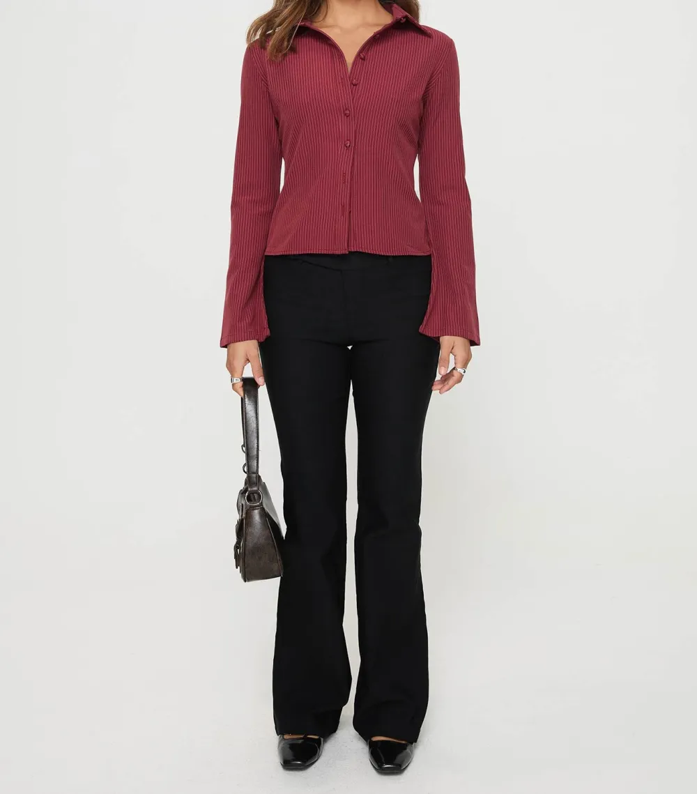 Red Pinstripe Long Sleeve Shirt