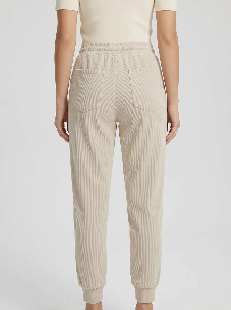 Women's Drawstring-Waist Jogger Corduroy Pants