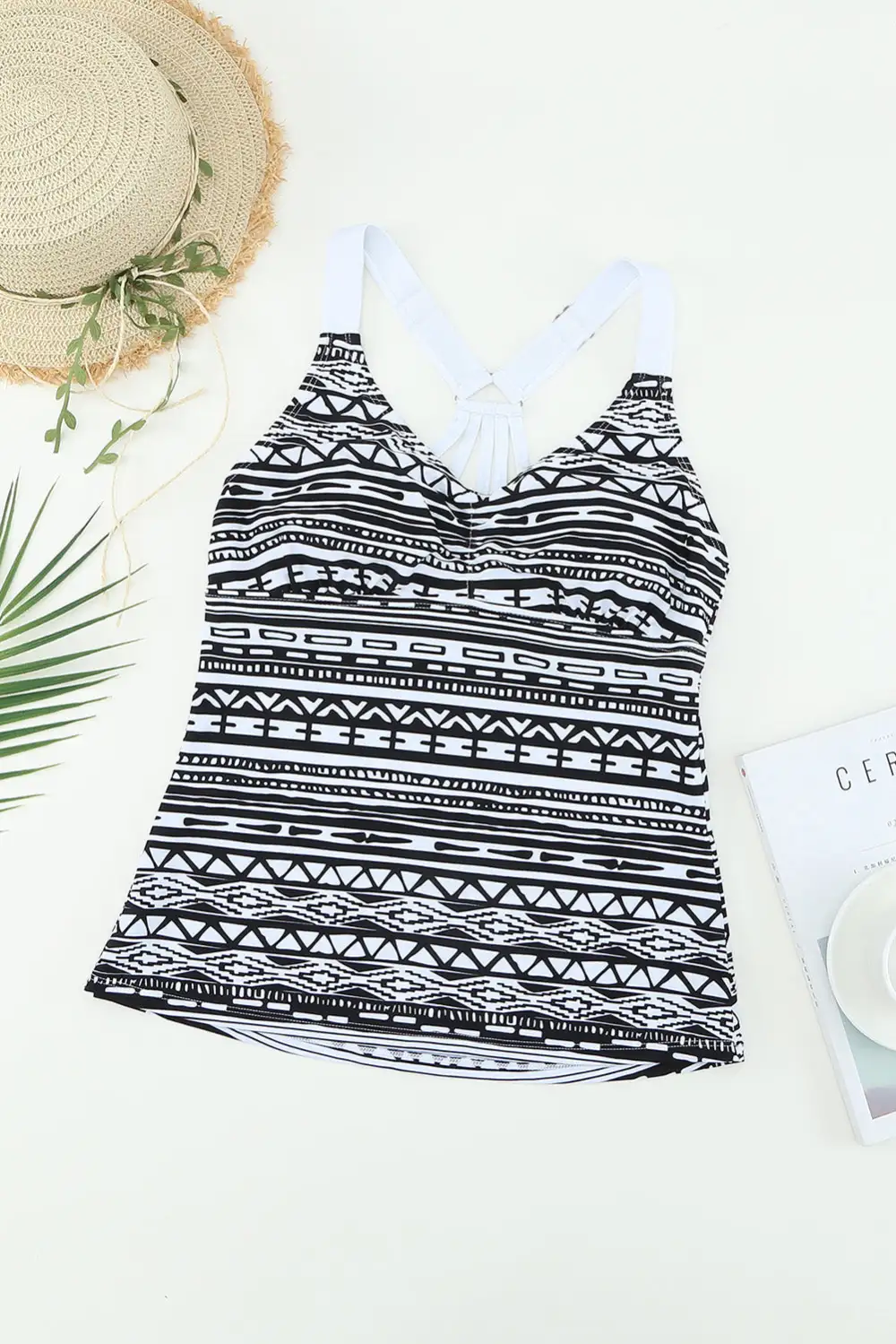 Swimwear Geometric Leopard Abstract Backless Sheath Active Bikinis Tops