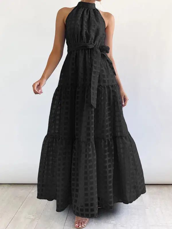 Plaid Sleeveless Maxi Dress