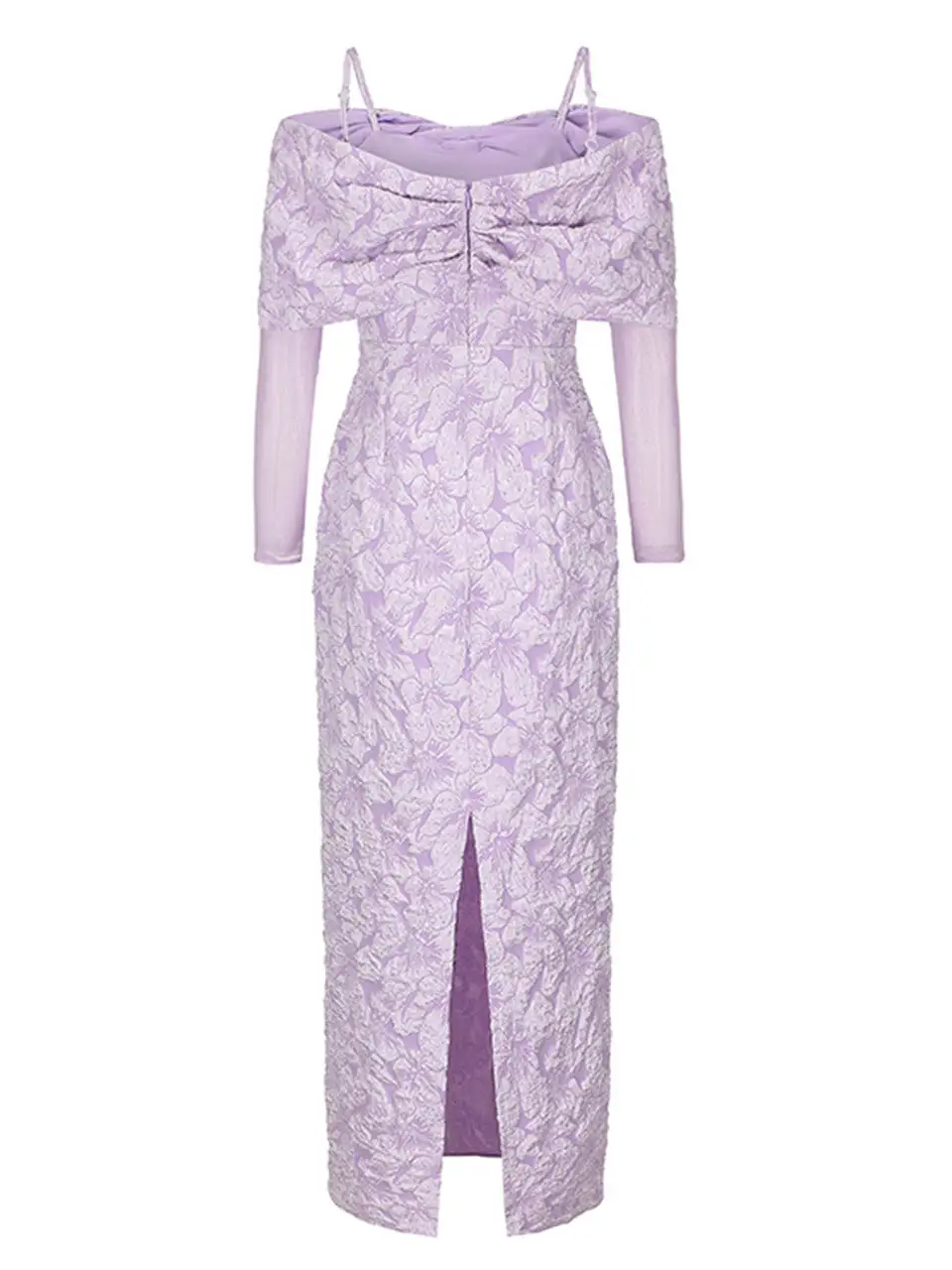 Bow Jacquard Mesh Formal Gown