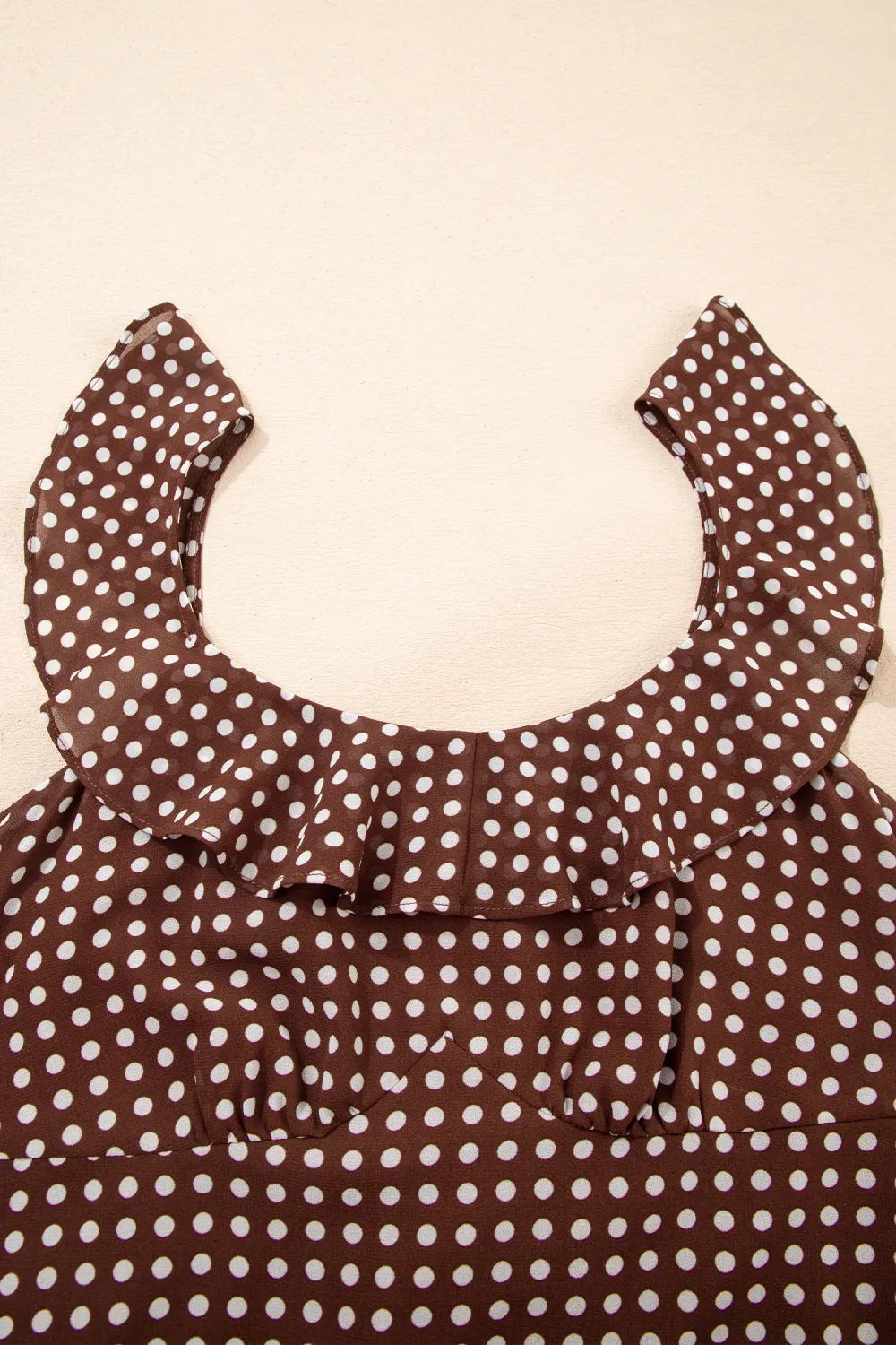 Brown Polka Dot Tiered Maxi Dress