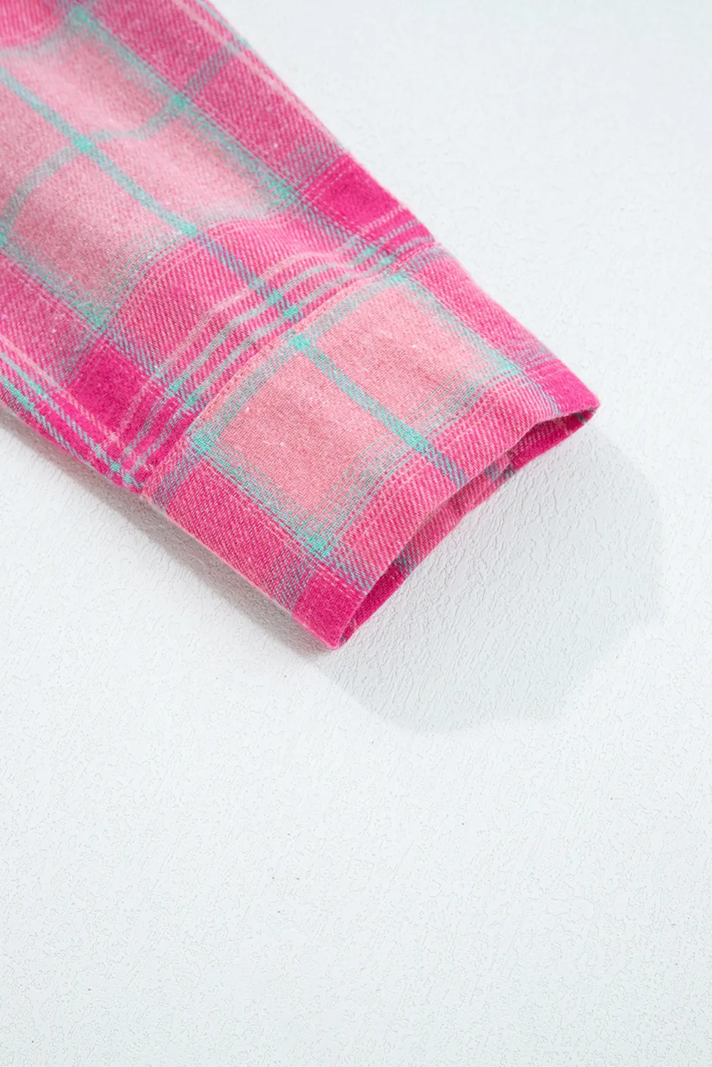 Sachet Pink Plaid Print Rounded Shirt