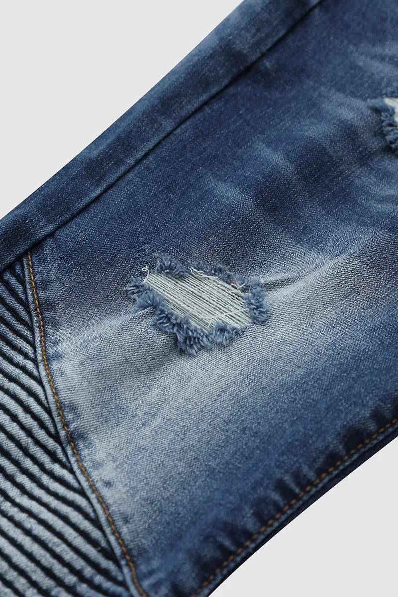 Ripped Raw Hem Low Rise Skinny Moto Jeans