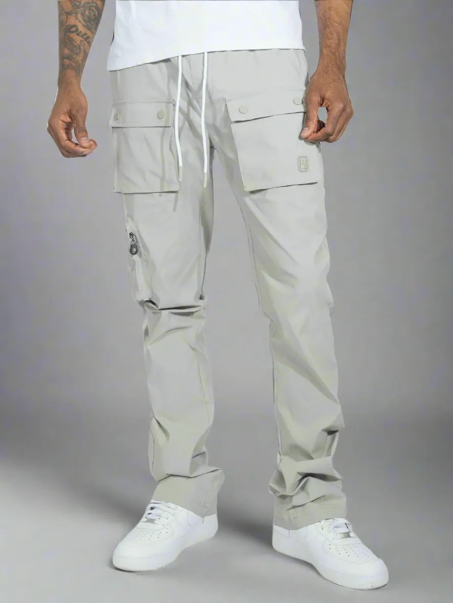Tapered Nylon Stacked Cargo Pants