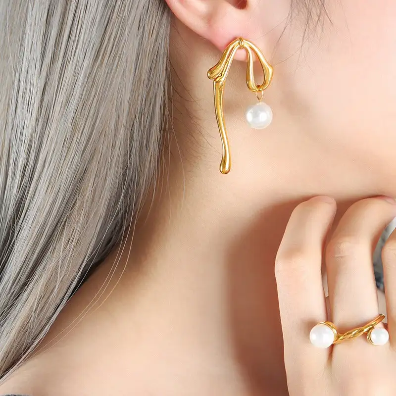 Beaded Drop Pendant Earrings