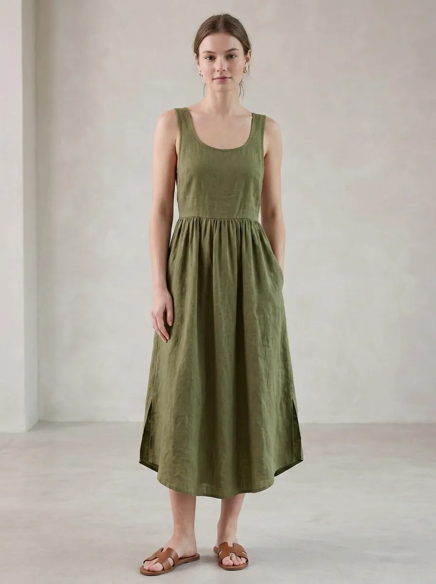 Women's Casual Tie-Strap Midi Backless Dress