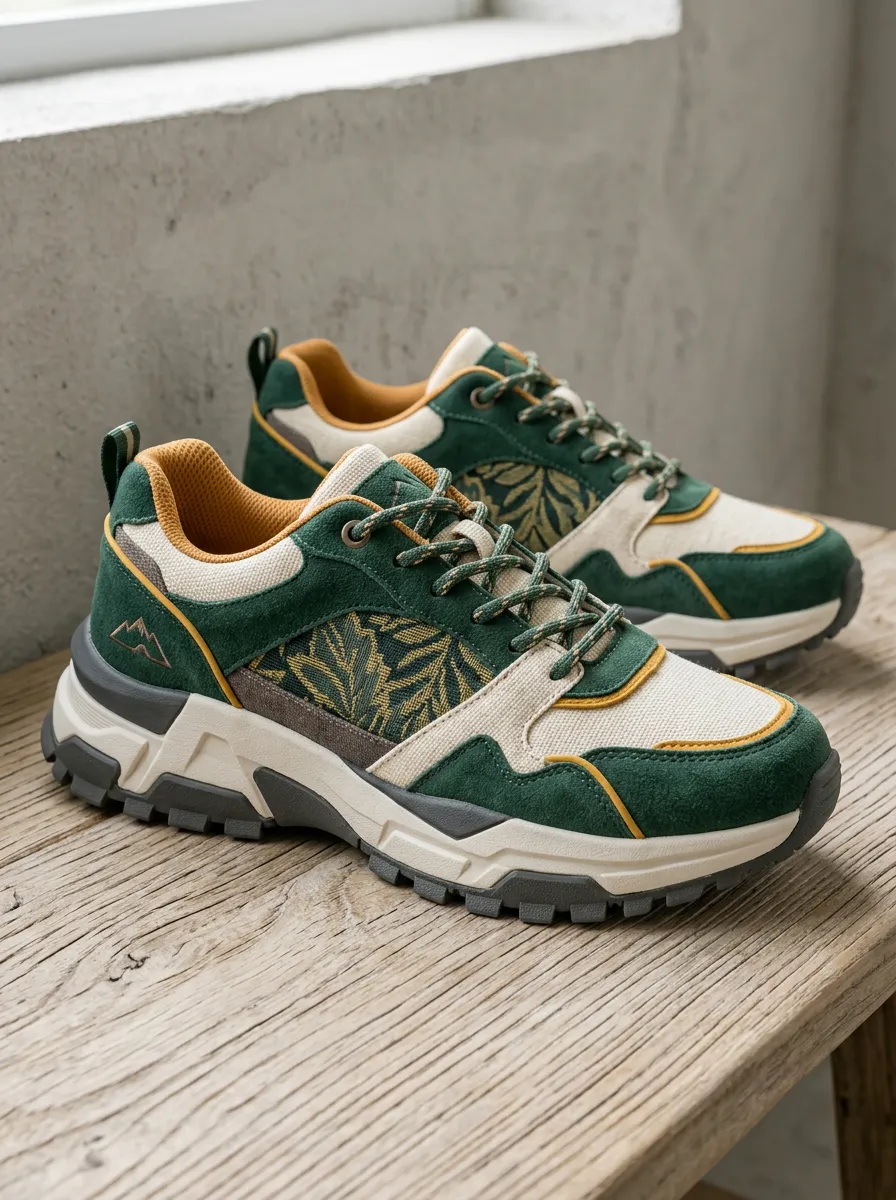 Women's Outdoor Hiking Nature Leaf Pattern Printed Sneakers