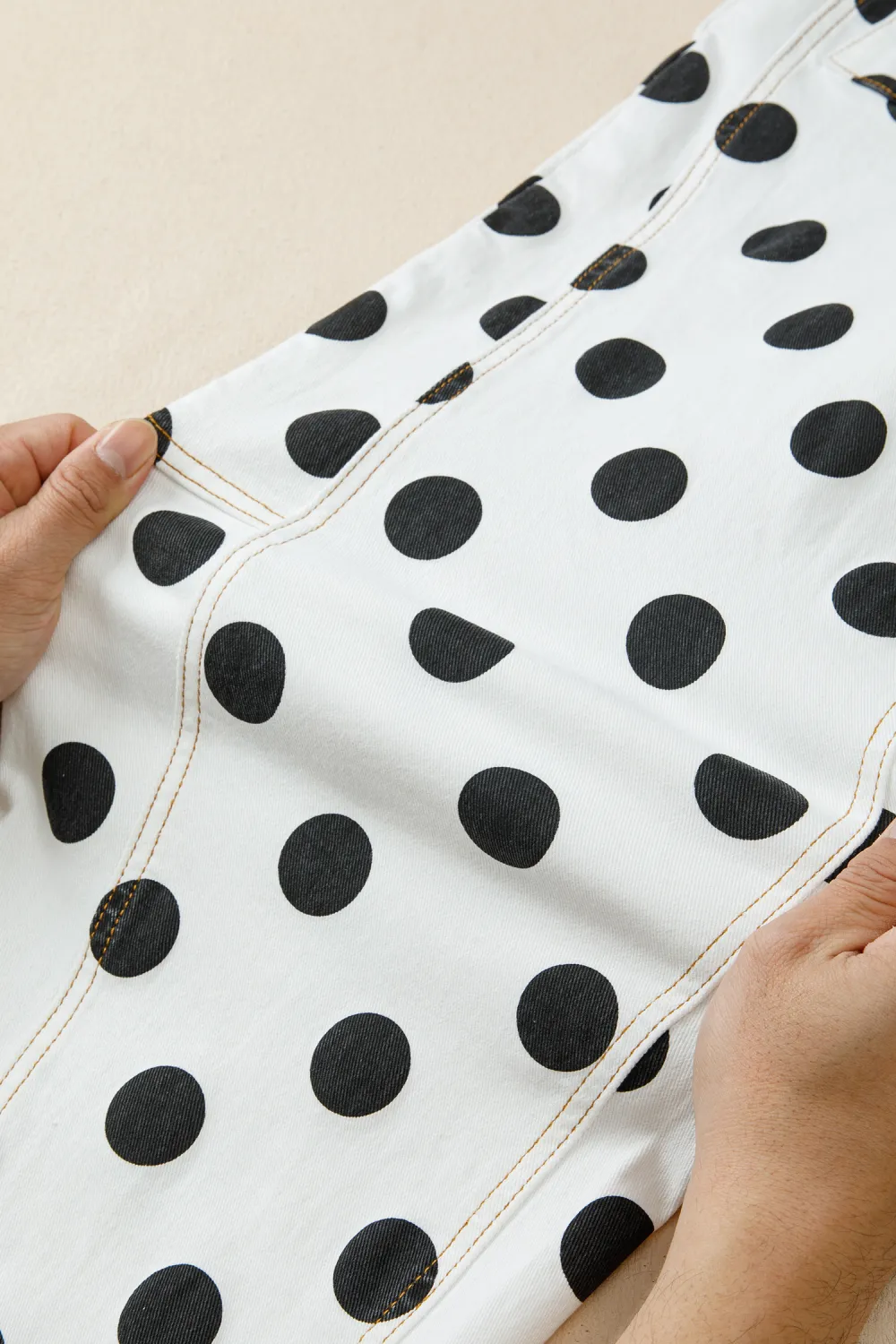 White Polka Dot Bow Jeans