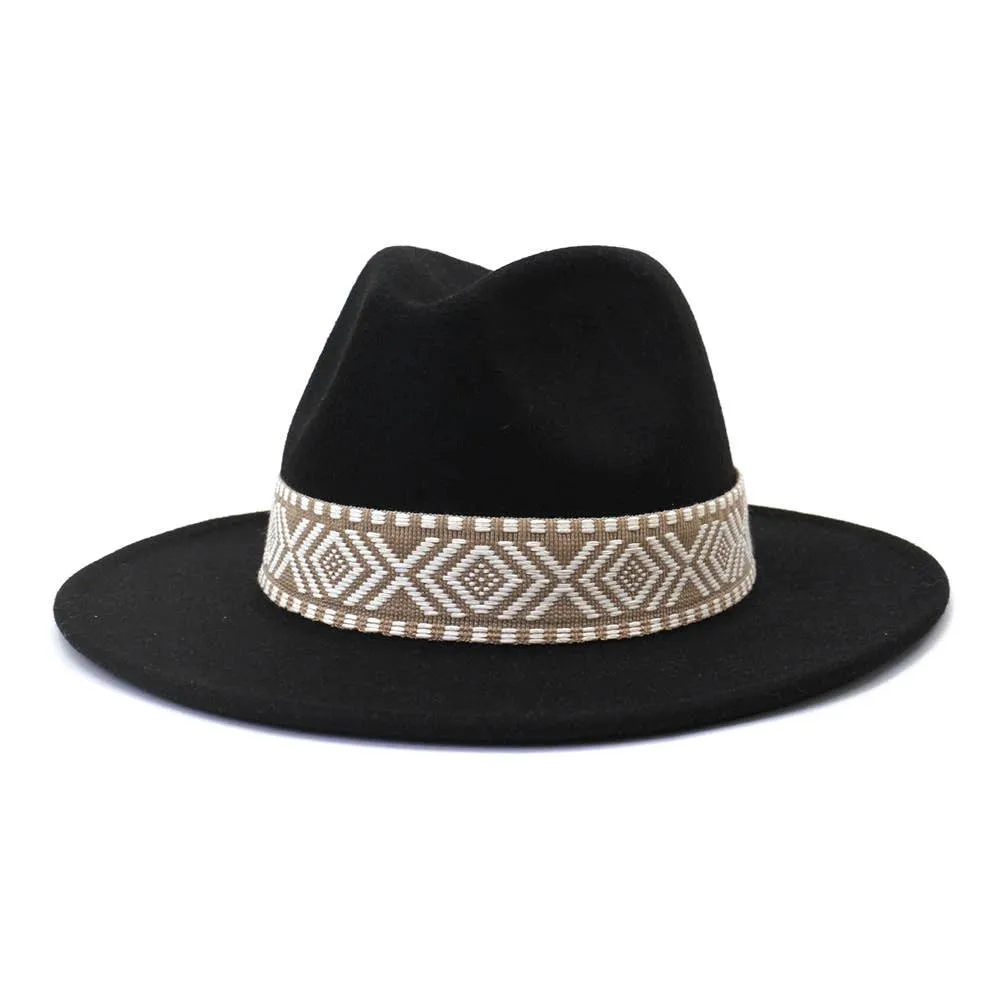 Belt Retro Flat Fedora Hat