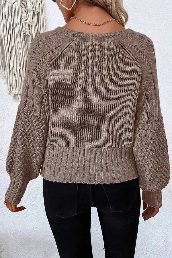 Easy Layer Textured Button Front V Neck Cardigan
