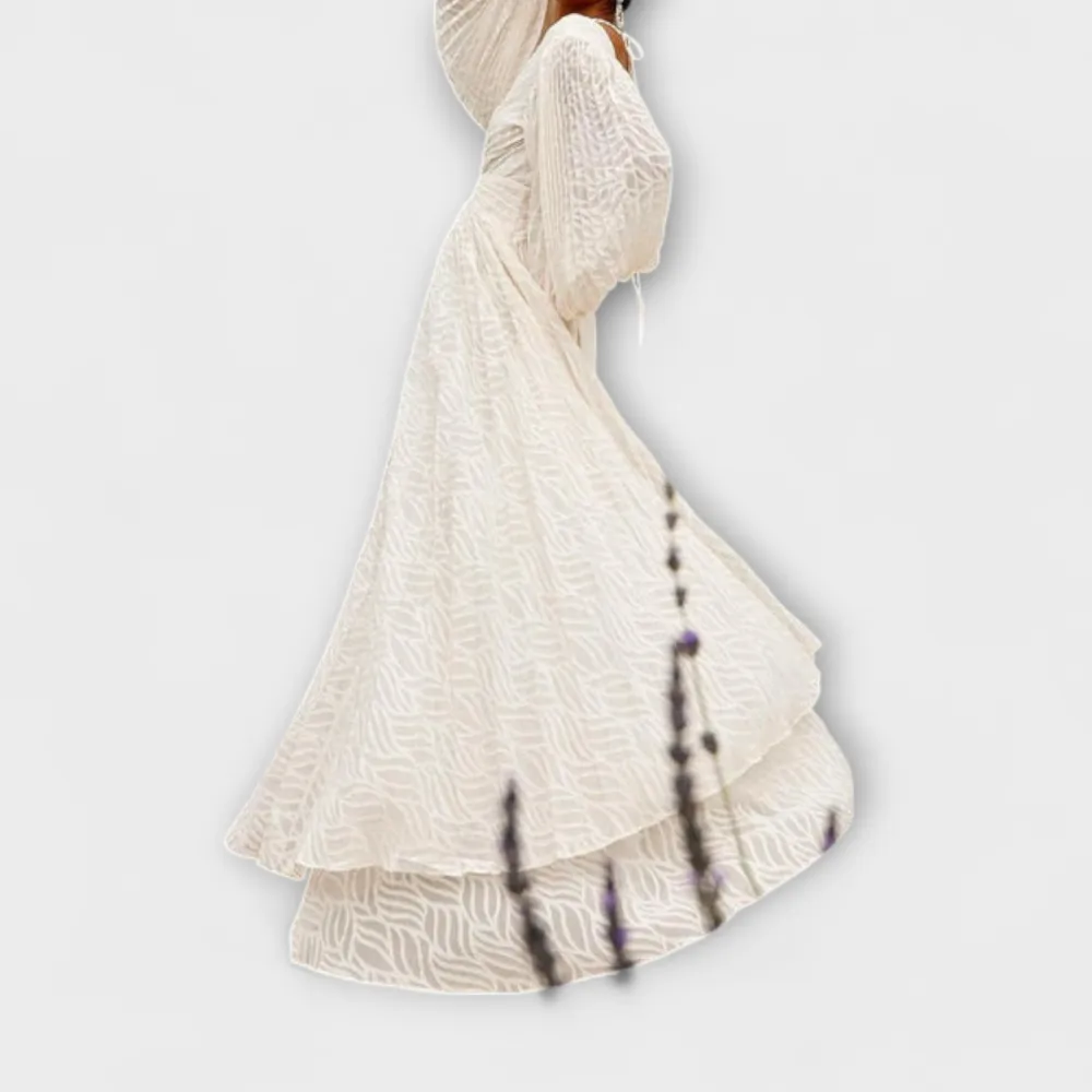 Pleated Chiffon A-Line Maxi Dress