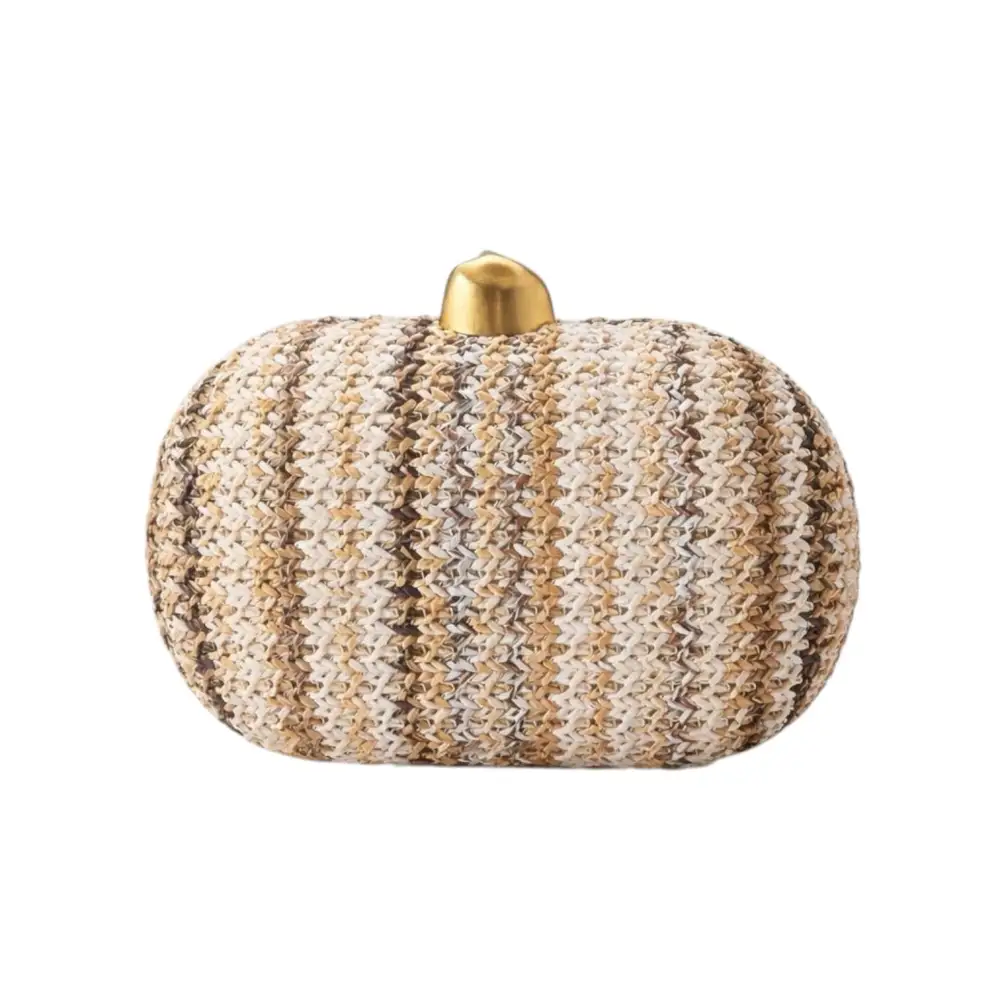 Twist Straw Clutch Crossbody Bag - Coffee