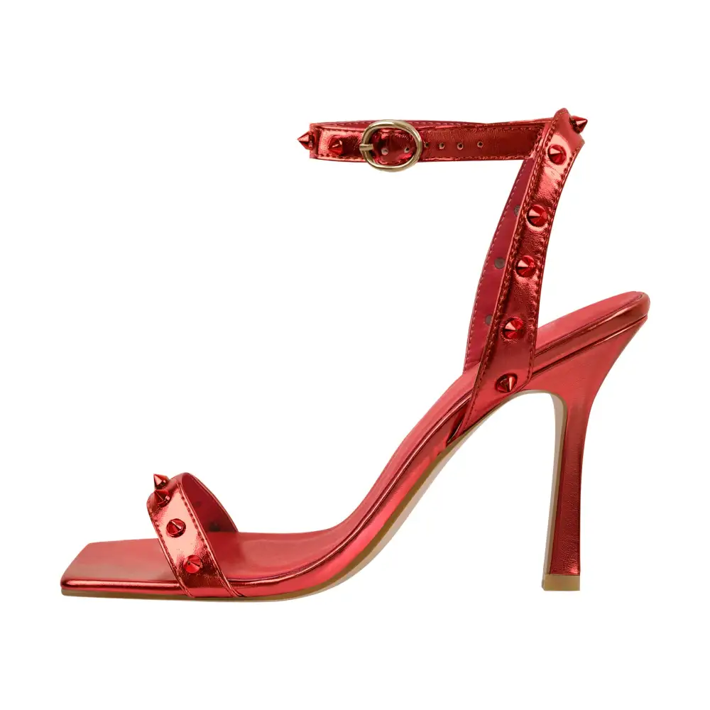 Rivet Ankle Strap Heel Sandals