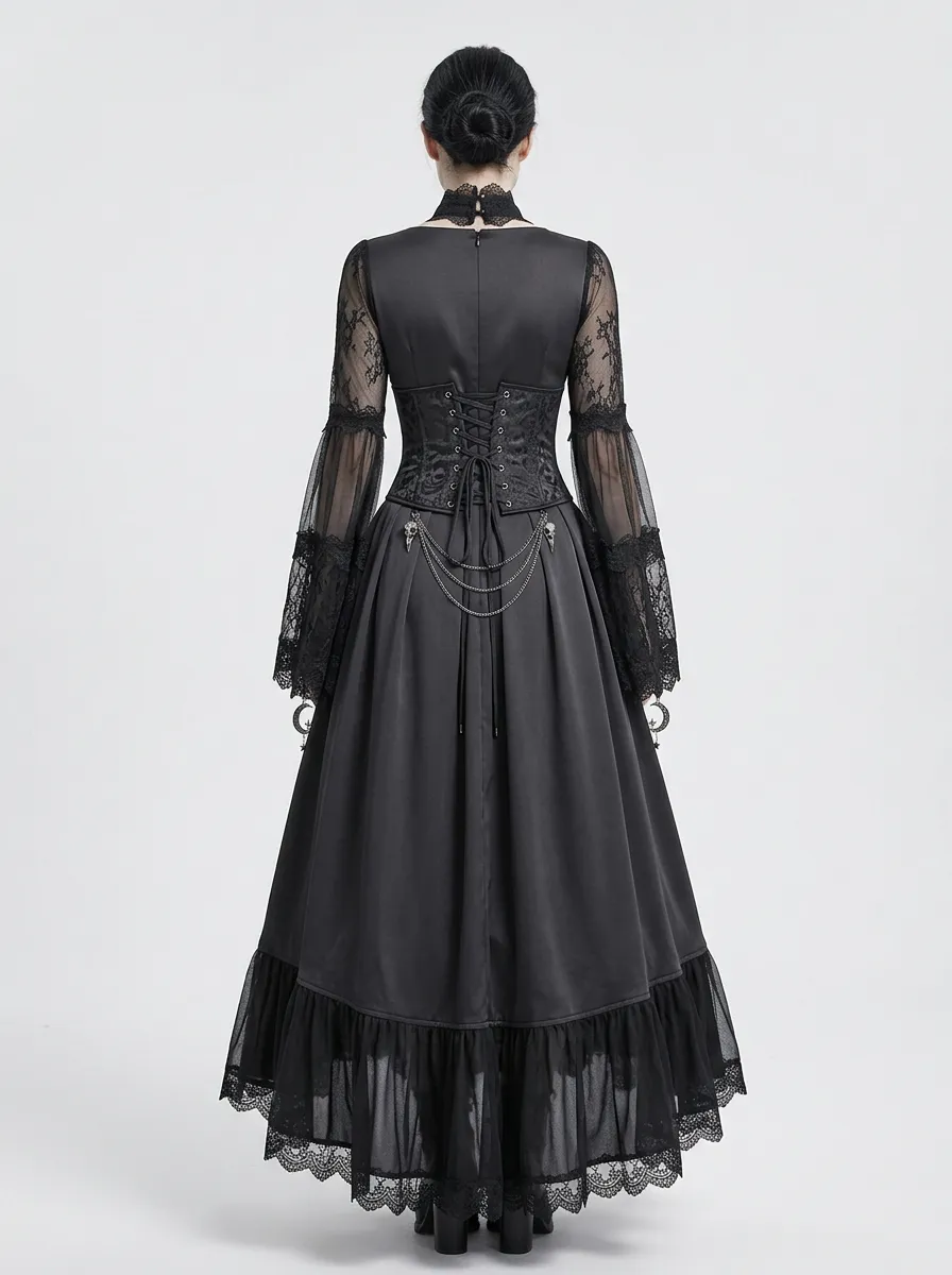 Punk Skull Victorian Corset Darkwear Style Women's Gothic Dress