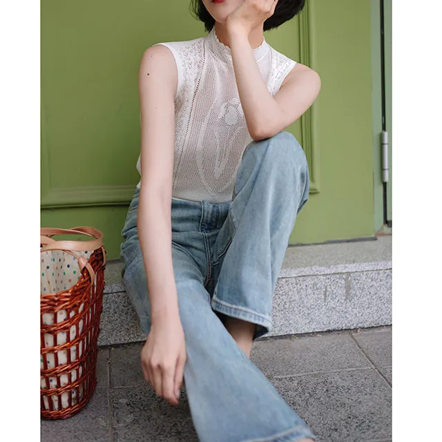 Textured Market Straight Denim Jeans