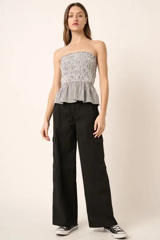 Low Rise Elastic Cover Waistband Cargo Pants