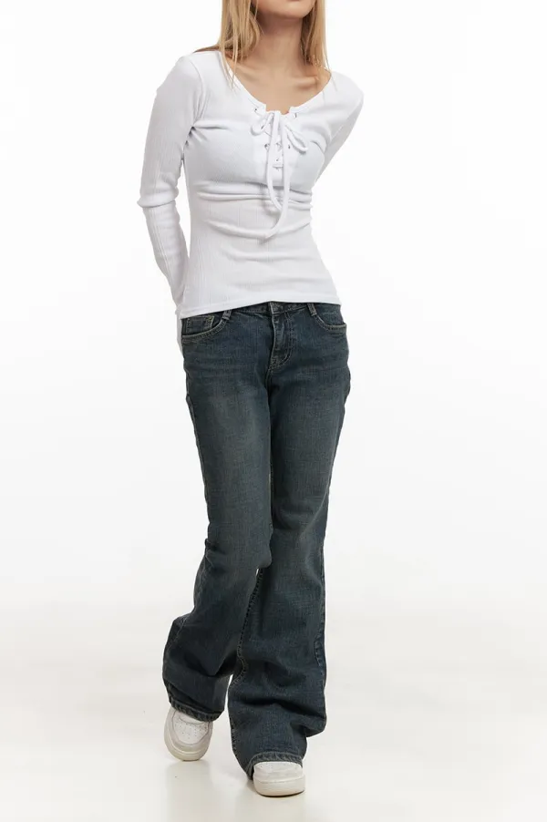 Low-Rise Flared Jeans