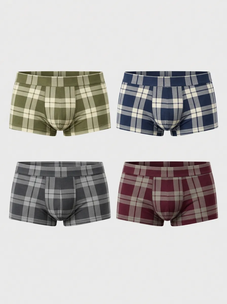 Men's Heritage Classic Plaid Pattern Multi-Pack Printed Boxer Briefs